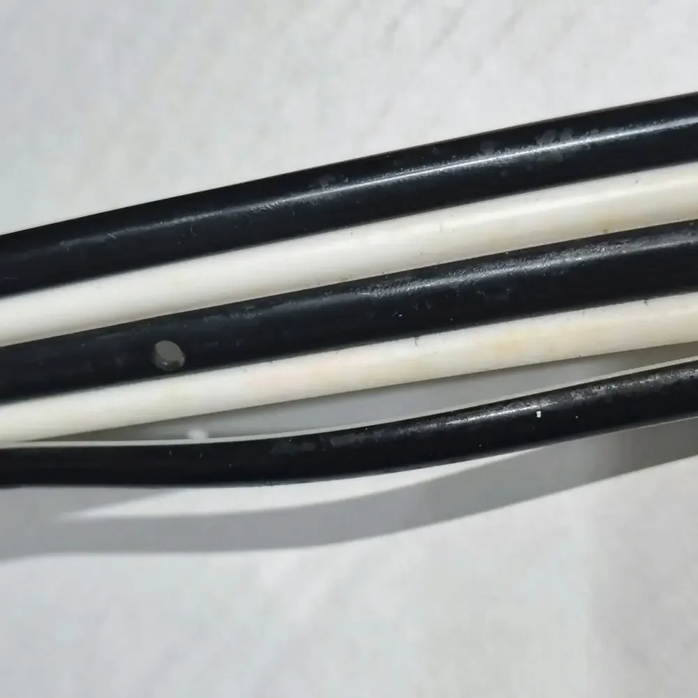 80s Mod Molded PVC Belt Black White Stripes Pull Through Buckle 38 - 40 Inches